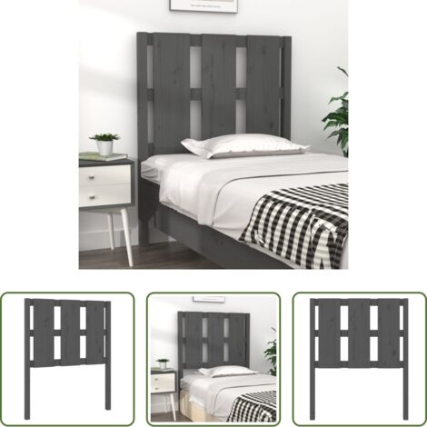 Testiera in legno massello -  Testiera Letto Grigia 80,5x4x100 cm in Legno Massello di Pino