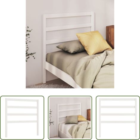 Testiera in legno massello -  Testiera per Letto Bianca 95x4x100 cm in Legno Massello di Pino