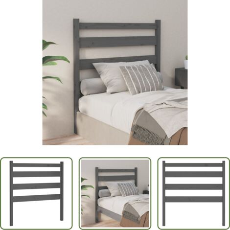 Testiera in legno massello -  Testiera per Letto Grigia 96x4x100 cm in Legno Massello di Pino