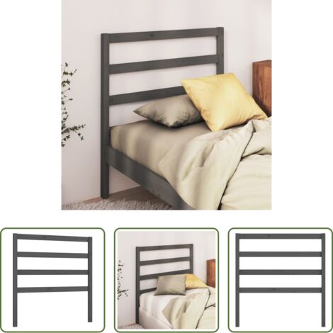 Testiera in legno massello -  Testiera per Letto Grigia 96x4x100 cm in Legno Massello di Pino