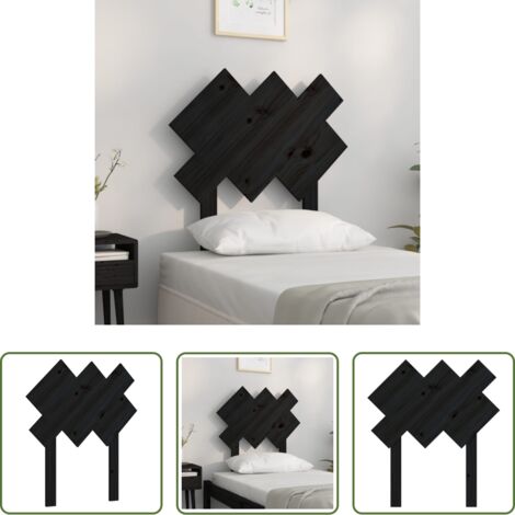 Testiera in legno massello -  Testiera per Letto Nera 72,5x3x81 cm in Legno Massello di Pino