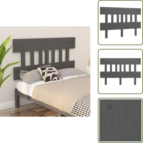 Testiera in legno massello - vidaXL Testiera Letto Grigia 123,5x3x81 cm in Legno Massello di Pino - Testiera per camera da letto
