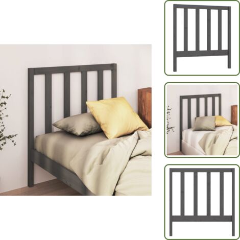 Testiera in legno massello - vidaXL Testiera per Letto Grigia 96x4x100 cm in Legno Massello di Pino -