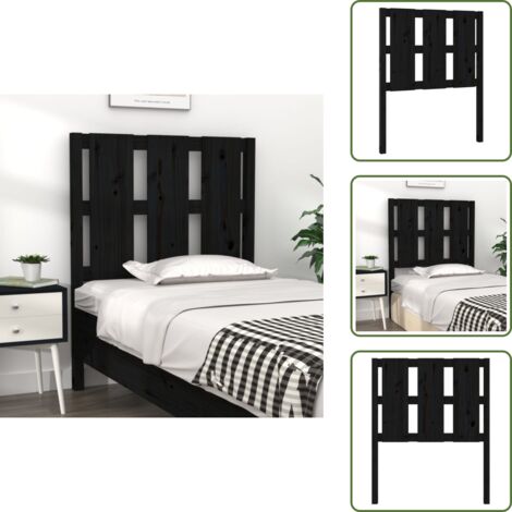 Testiera in legno massello - vidaXL Testiera per Letto Nera 80,5x4x100 cm in Legno Massello di Pino - Testiera rustica