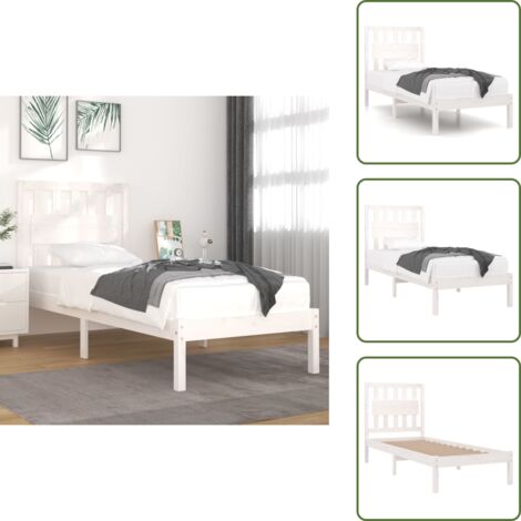 Testiera in legno - vidaXL Giroletto Bianco in Legno Massello di Pino 90x190 cm Single - Letto con testiera in legno
