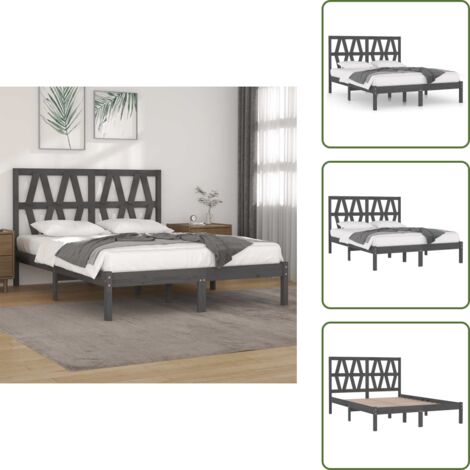 Testiera in legno - vidaXL Giroletto Grigio in Legno Massello di Pino 200x200 cm - Letto con testiera in legno