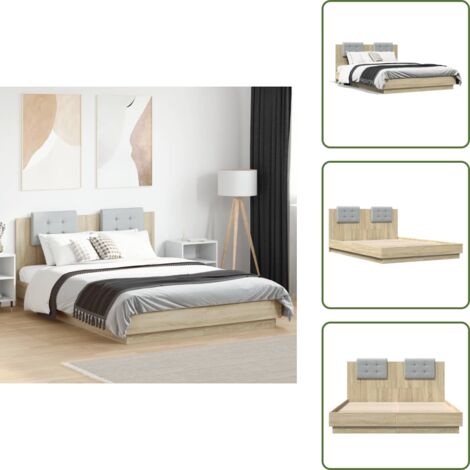 Testiera in legno - vidaXL Giroletto Testiera Rovere Sonoma 140x200 cm Legno Multistrato - Letto con testiera in compensato