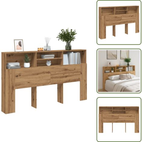 Testiera in legno - vidaXL Mobiletto con testiera in rovere artigianale 180x19x103,5 cm in legno ingegnerizzato - Mobiletto in legno artigianale