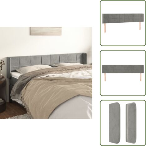 Testiera in legno - vidaXL Testiera ad Orecchio Grigio Chiaro 203x16x78/88 cm in Velluto -