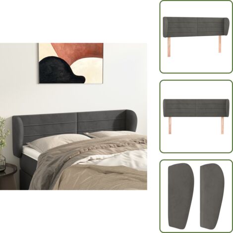 Testiera in legno - vidaXL Testiera ad Orecchio Grigio Scuro 147x23x78/88 cm in Velluto -