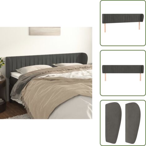 Testiera in legno - vidaXL Testiera ad Orecchio Grigio Scuro 203x23x78/88 cm in Velluto -