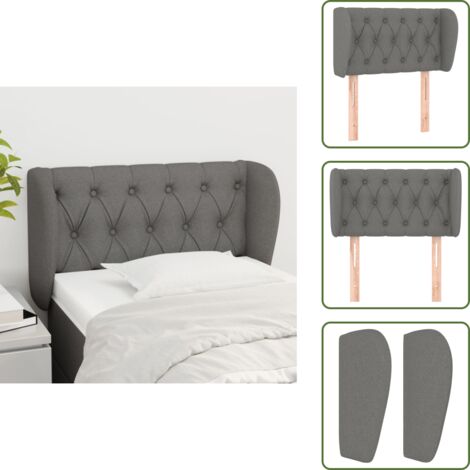 Testiera in legno - vidaXL Testiera ad Orecchio Grigio Scuro 83x23x78/88 cm in Tessuto -
