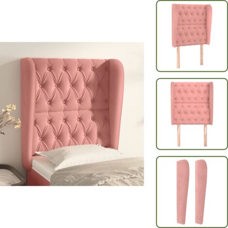 Testiera in legno - vidaXL Testiera ad Orecchio Rosa 83x23x118/128 cm in Velluto -