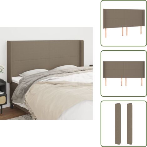 Testiera in legno - vidaXL Testiera ad Orecchio Tortora 203x16x118/128 cm in Tessuto -