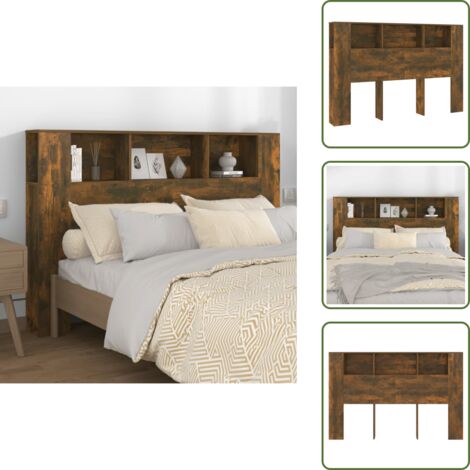 Testiera in legno - vidaXL Testiera con Scomparti Rovere Fumo 160x18,5x104,5 cm -