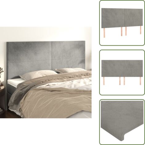 Testiera in legno - vidaXL Testiera Grigio Chiaro 200x5x118/128 cm Velluto -