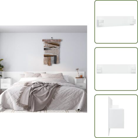 Testiera in legno - vidaXL Testiera per Letto con Comodini in Legno Multistrato Bianco - Comodini a parete