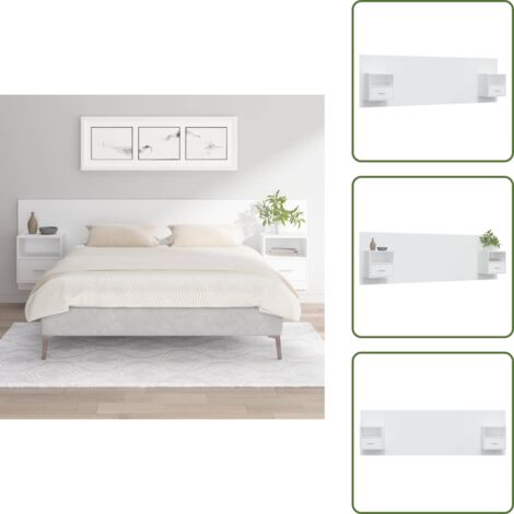 Testiera in legno - vidaXL Testiera per Letto con Comodini in Legno Multistrato Bianco - Comodini a parete
