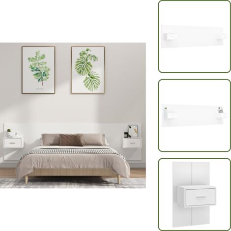 Testiera in legno - vidaXL Testiera per Letto con Comodini in Legno Multistrato Bianco - Comodino a parete
