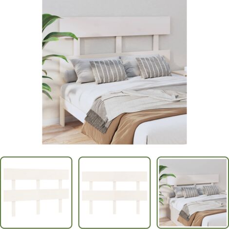 Testiera in pino -  Testiera per Letto Bianca 124x3x81 cm in Legno Massello di Pino