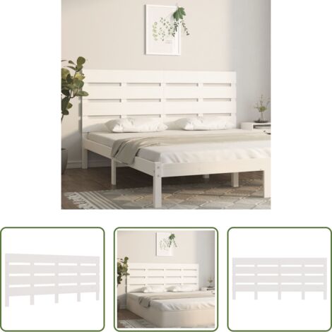 Testiera in pino -  Testiera per Letto Bianca 140x3x80 cm in Legno Massello di Pino
