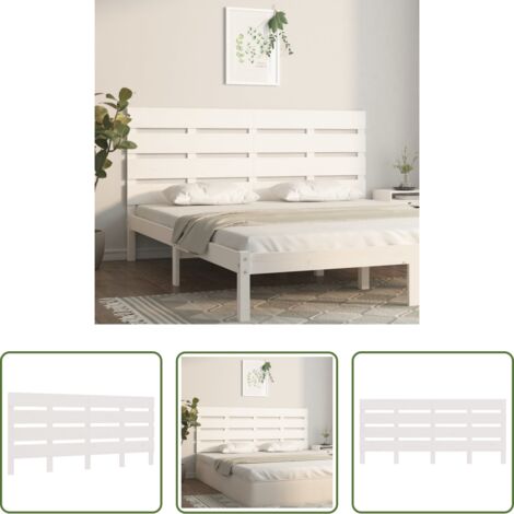 Testiera in pino -  Testiera per Letto Bianca 180x3x80 cm in Legno Massello di Pino