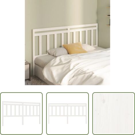 Testiera in pino -  Testiera per Letto Bianca 186x4x100cm in Legno Massello di Pino
