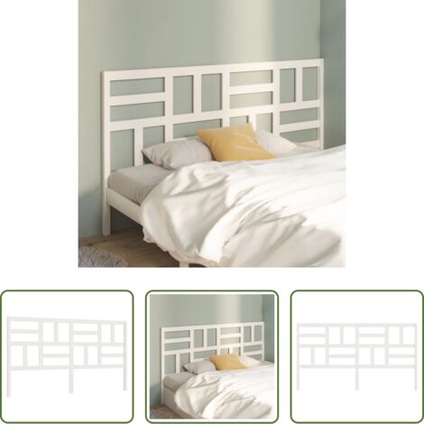 Testiera in pino -  Testiera per Letto Bianca 186x4x104cm in Legno Massello di Pino