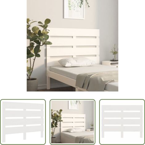 Testiera in pino -  Testiera per Letto Bianca 90x3x80 cm in Legno Massello di Pino