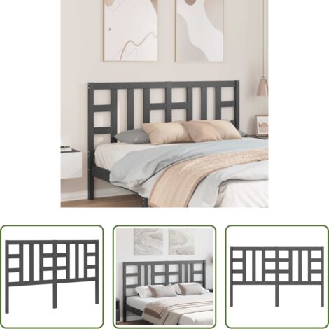 Testiera in pino -  Testiera per Letto Grigia 146x4x100 cm Legno Massello di Pino