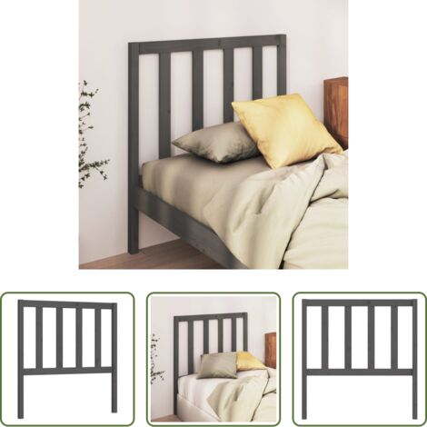 Testiera in pino -  Testiera per Letto Grigia 81x4x100 cm in Legno Massello di Pino