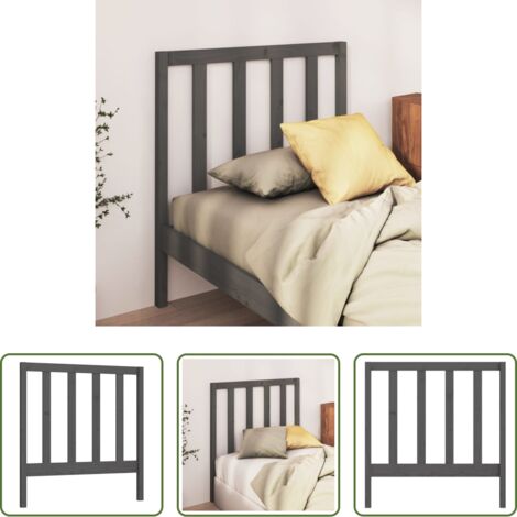 Testiera in pino -  Testiera per Letto Grigia 96x4x100 cm in Legno Massello di Pino