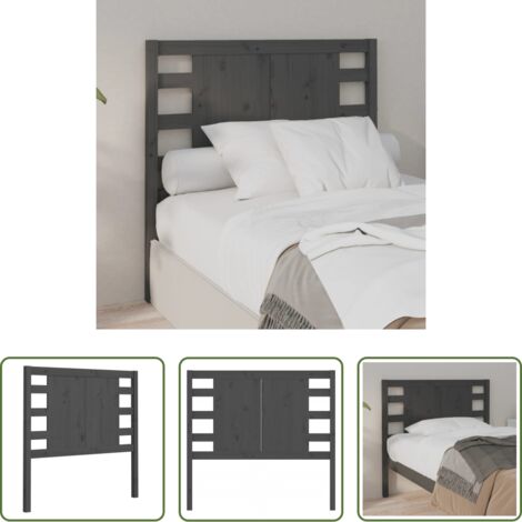 Testiera in pino -  Testiera per Letto Grigia 96x4x100 cm in Legno Massello di Pino