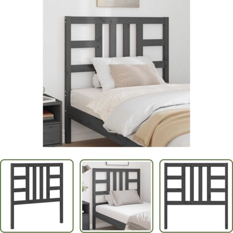 Testiera in pino -  Testiera per Letto Grigia 96x4x100 cm in Legno Massello di Pino