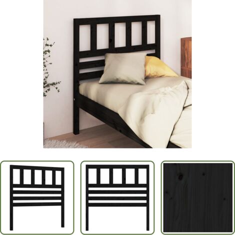 Testiera in pino -  Testiera per Letto Nera 106x4x100 cm in Legno Massello di Pino