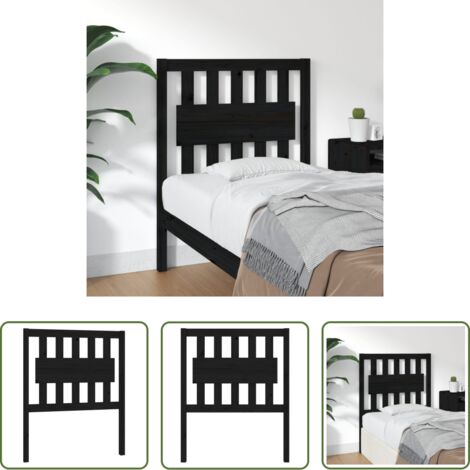 Testiera in pino -  Testiera per Letto Nera 80,5x4x100 cm in Legno Massello di Pino