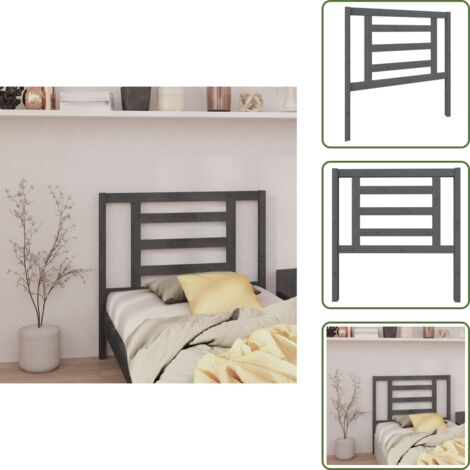 Testiera in pino - vidaXL Testiera per Letto Grigia 96x4x100 cm in Legno Massello di Pino -