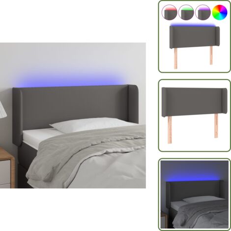 Testiera in similpelle - vidaXL Testiera a LED Grigio 103x16x78/88 cm in Similpelle - Testiera con striscia LED