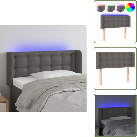 Testiera in similpelle - vidaXL Testiera a LED Grigio 103x16x78/88 cm in Similpelle - Testiera con striscia LED