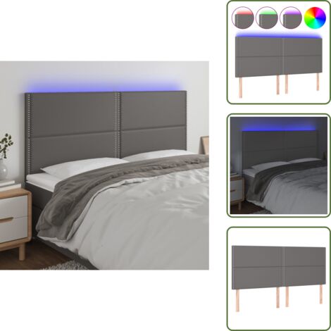 Testiera in similpelle - vidaXL Testiera a LED Grigio 200x5x118/128cm in Similpelle - Testiera regolabile