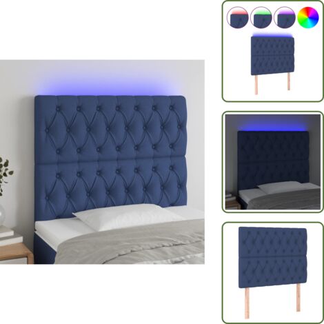 Testiera in tessuto - vidaXL Testiera a LED Blu 100x7x118/128 cm in Tessuto - Testiera regolabile