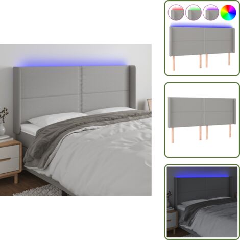 Testiera in tessuto - vidaXL Testiera a LED Grigio Chiaro 203x16x118/128 cm in Tessuto - Testiera regolabile