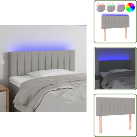 Testiera in tessuto - vidaXL Testiera a LED Grigio Chiaro 90x5x78/88 cm in Tessuto - Testiera regolabile