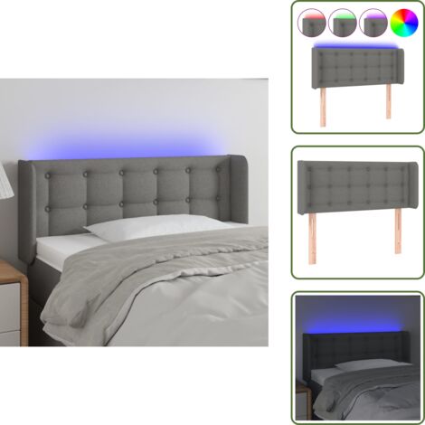 Testiera in tessuto - vidaXL Testiera a LED Grigio Scuro 103x16x78/88 cm in Tessuto - Testiera regolabile