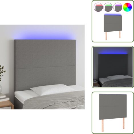 Testiera in tessuto - vidaXL Testiera a LED Grigio Scuro 80x5x118/128 cm in Tessuto - Testiera regolabile
