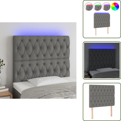 Testiera in tessuto - vidaXL Testiera a LED GrigioScuro 100x7x118/128cm inTessuto - Luci a LED colorate
