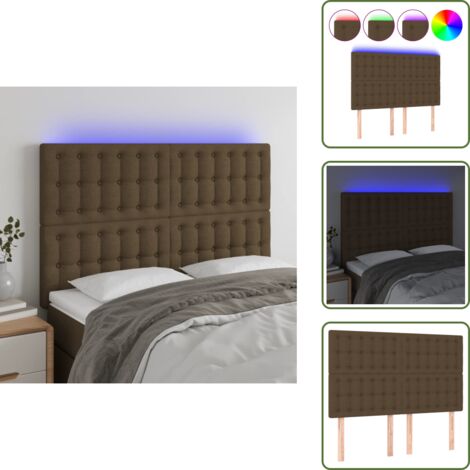 Testiera in tessuto - vidaXL Testiera a LED Marrone Scuro 144x5x118/128 cm in Tessuto - Testiera regolabile