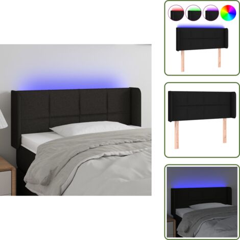 Testiera in tessuto - vidaXL Testiera a LED Nera 103x16x78/88 cm in Tessuto - Testiera regolabile