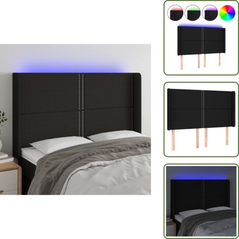 Testiera in tessuto - vidaXL Testiera a LED Nera 147x16x118/128 cm in Tessuto - Testiera regolabile