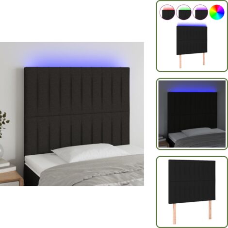 Testiera in tessuto - vidaXL Testiera a LED Nera 80x5x118/128 cm in Tessuto - Testiera regolabile